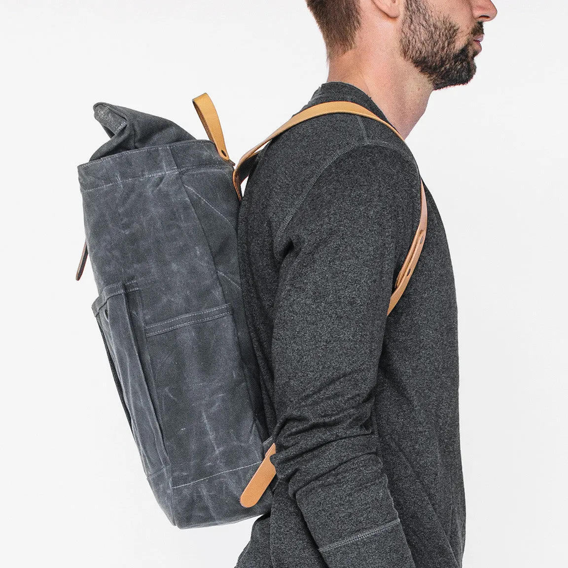 Waxed Canvas Roll Top Backpack