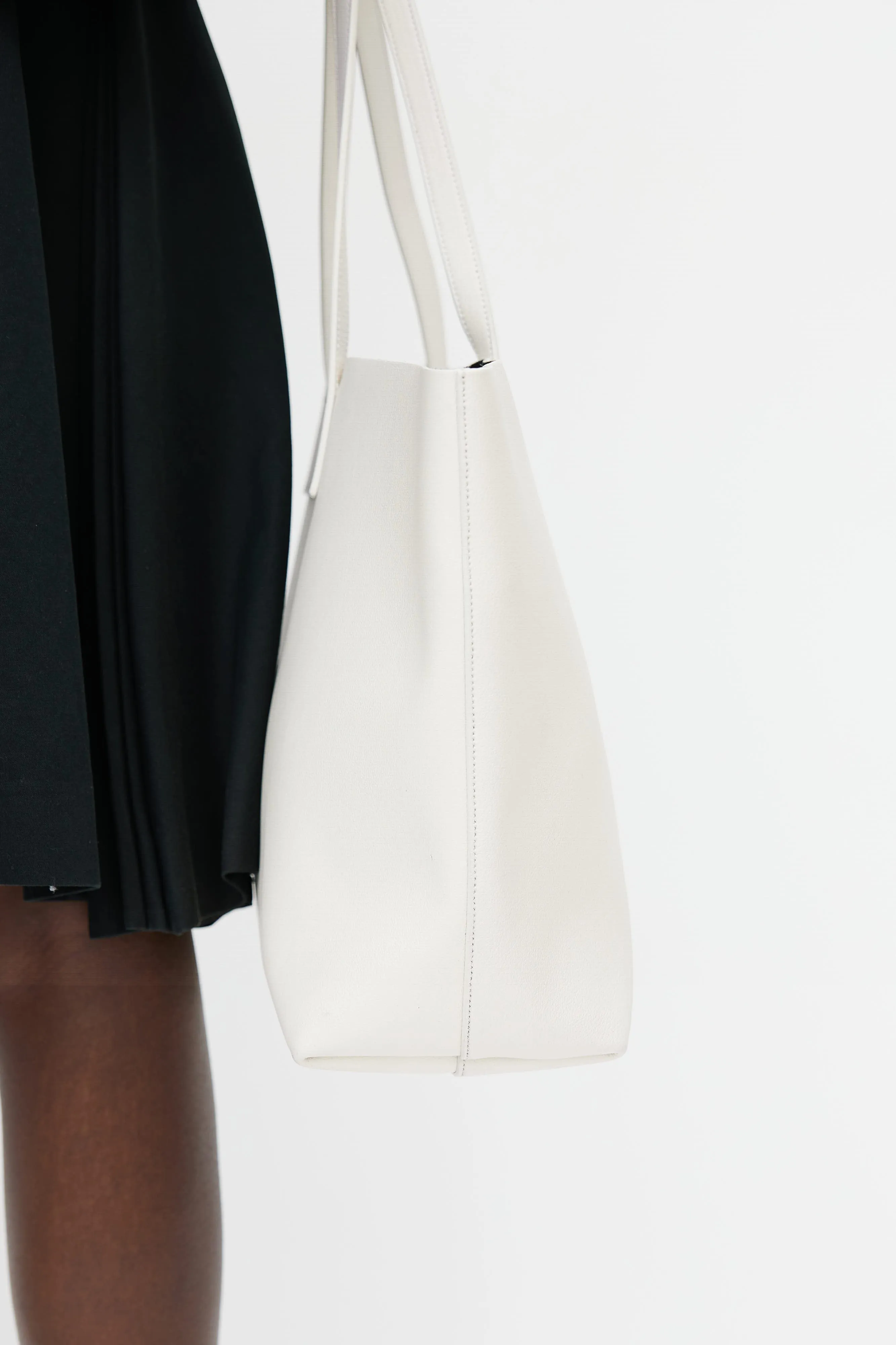 White Leather Shopping Tote