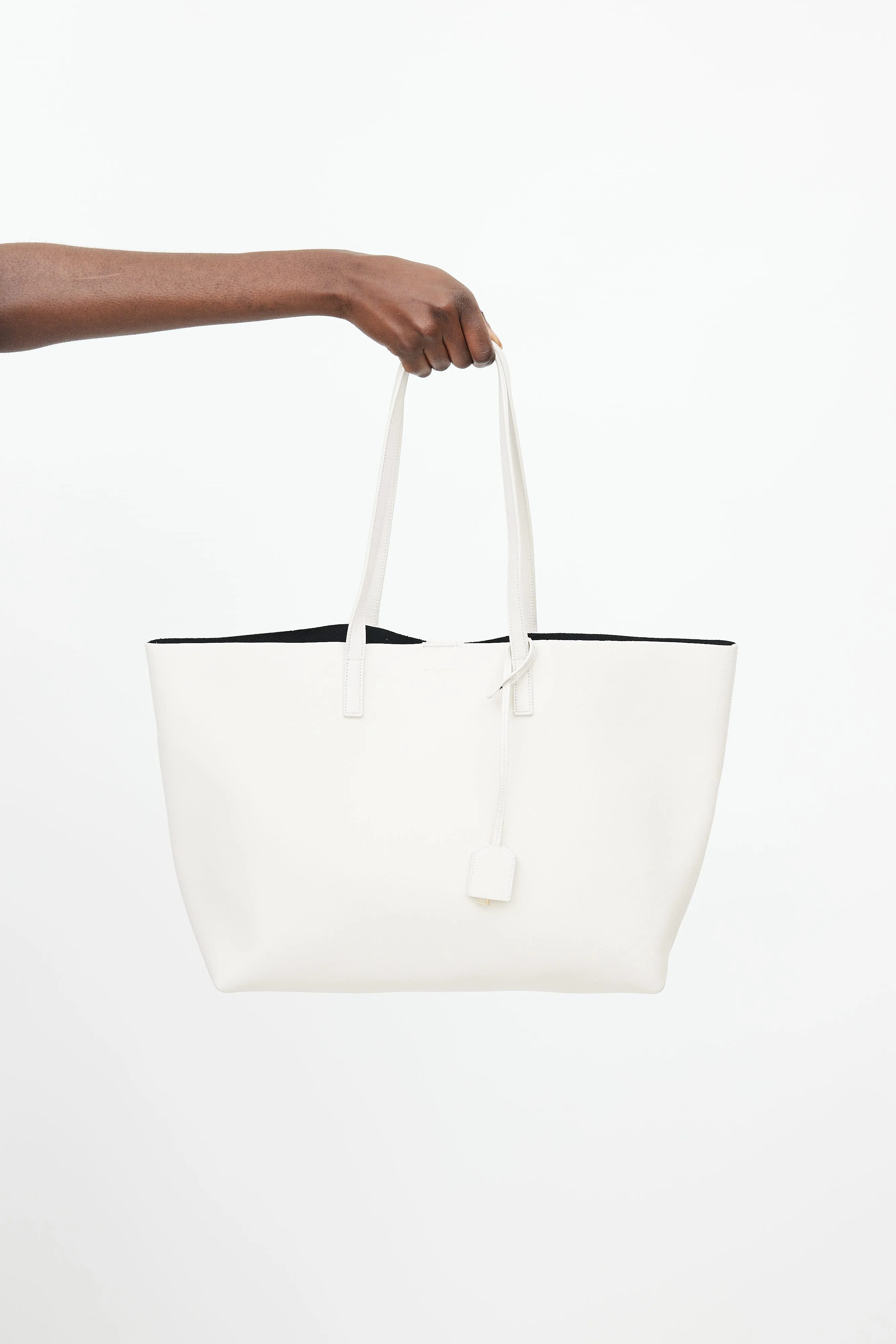 White Leather Shopping Tote