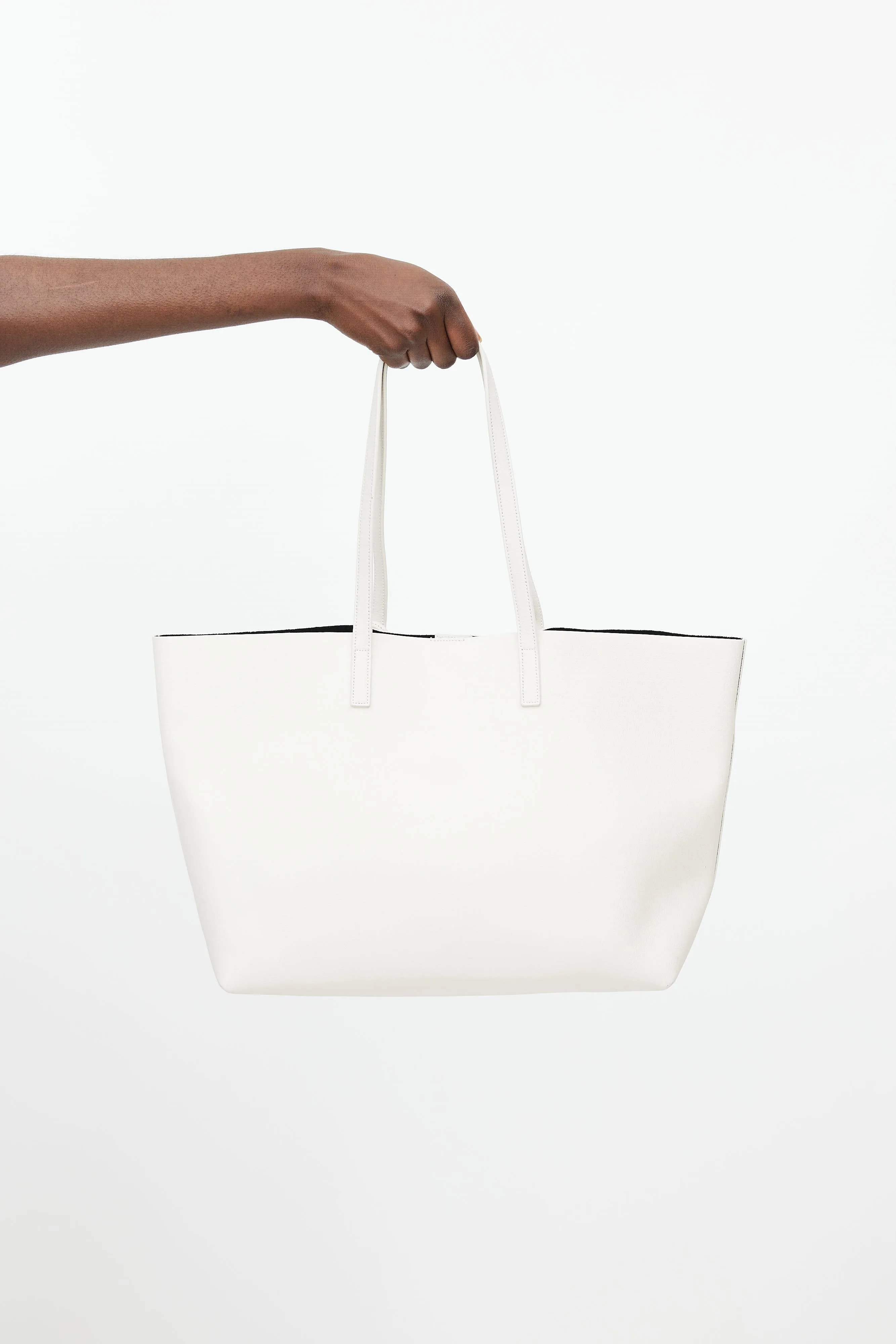 White Leather Shopping Tote