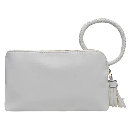 White NGIL Fashion Faux Leather Mini Purse With Fringe Tassel