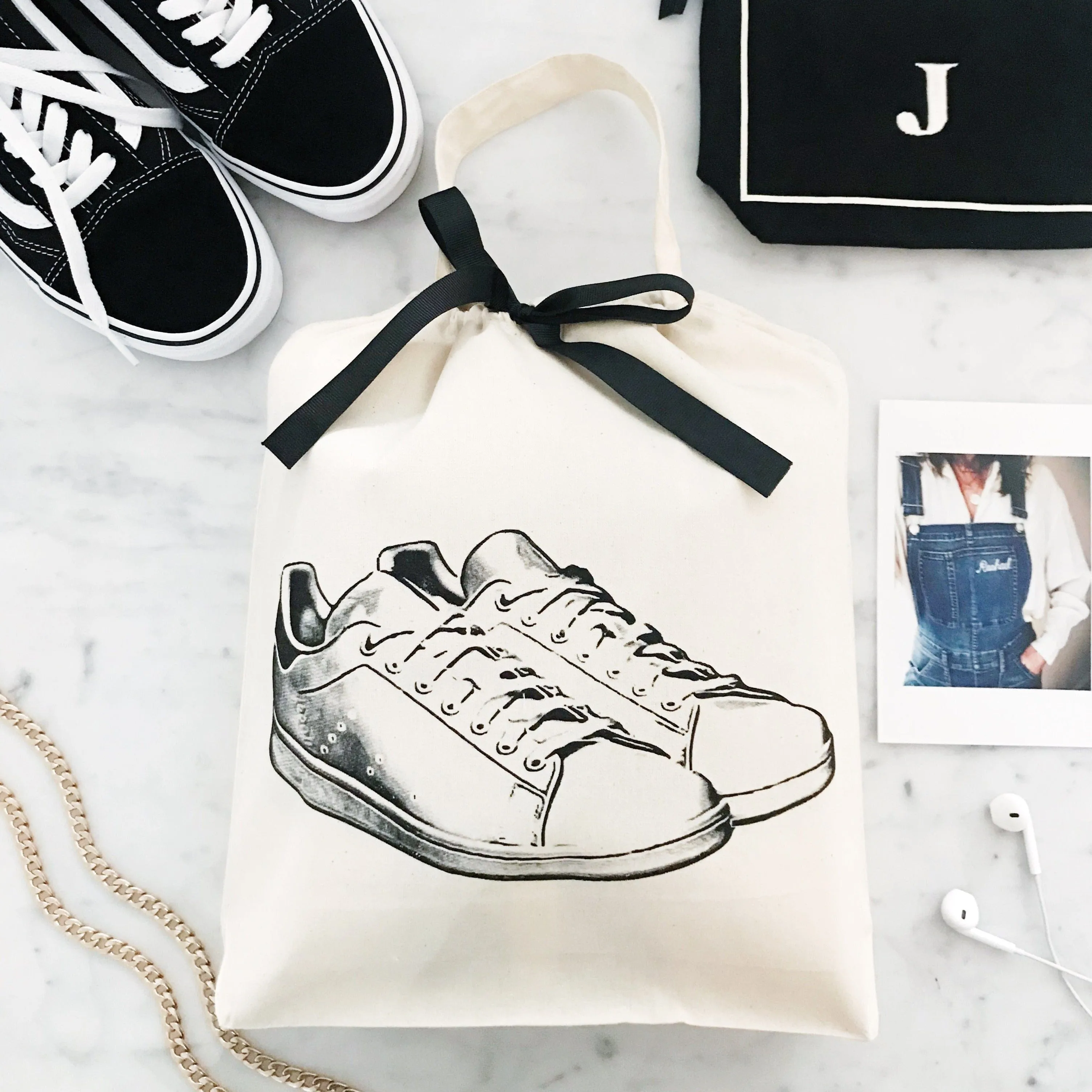 White Sneaker Shoe Bag, Cream