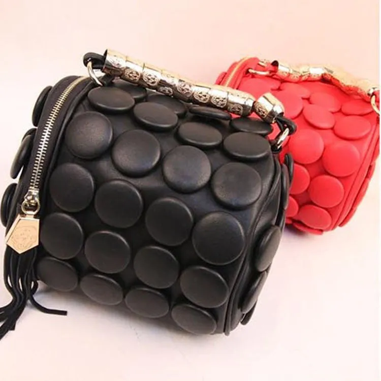 women messenger bag fashion women  leather handbag multifunctional stereoscopic shoulder bags with tassel dot women handbag