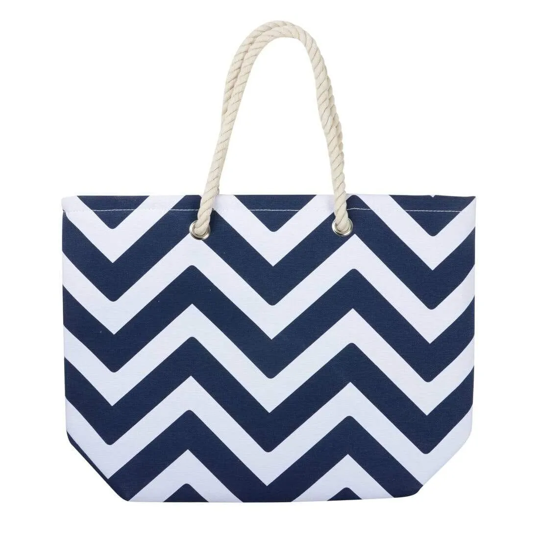 Womens Chevron Canvas Beach Shoulder Bag Shopping Tote (Slight Seconds)