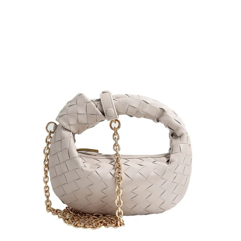 Womens Mini Woven Leather Knot Bags