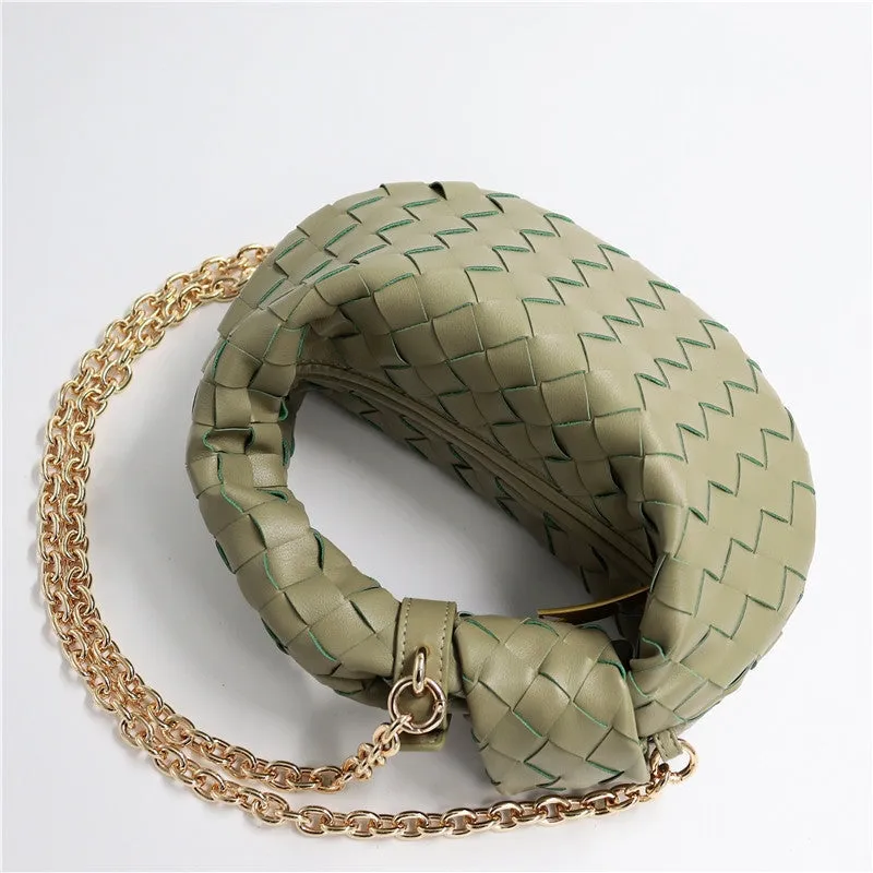 Womens Mini Woven Leather Knot Bags