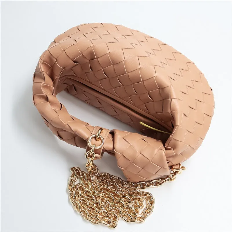 Womens Mini Woven Leather Knot Bags