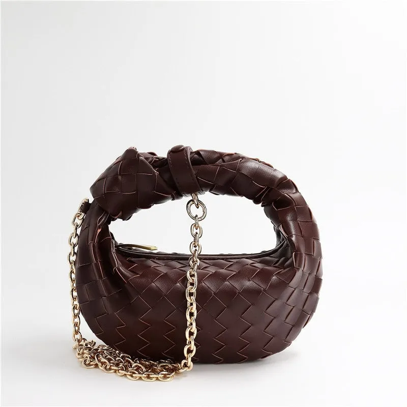 Womens Mini Woven Leather Knot Bags