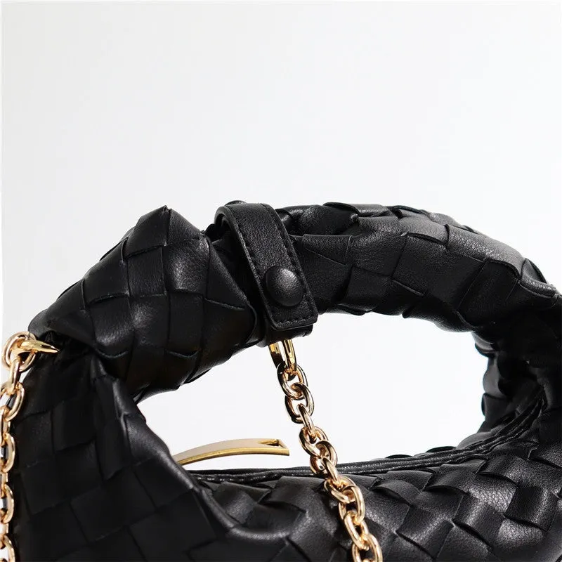 Womens Mini Woven Leather Knot Bags