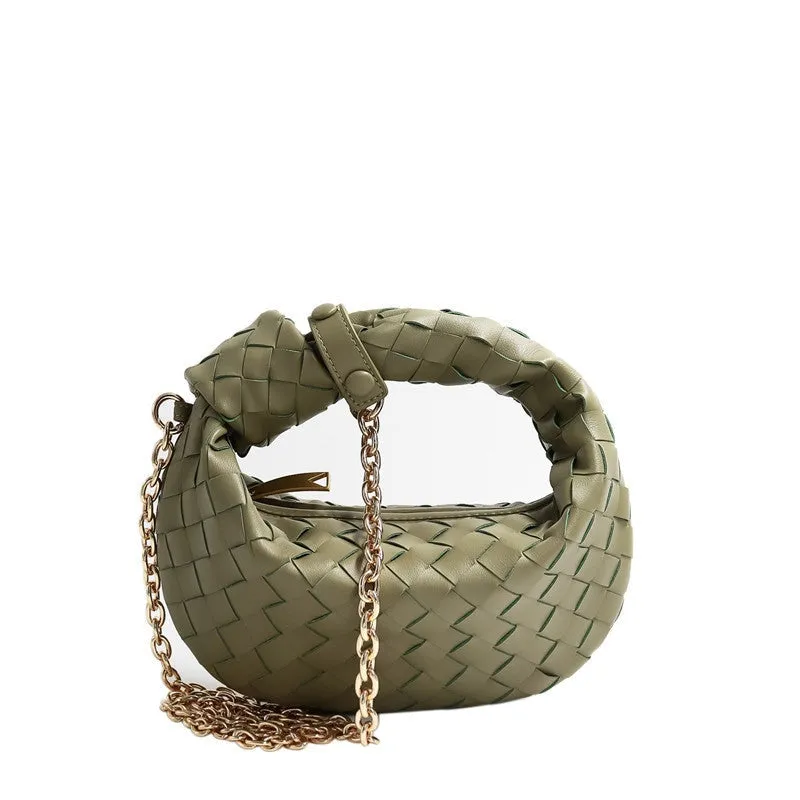 Womens Mini Woven Leather Knot Bags