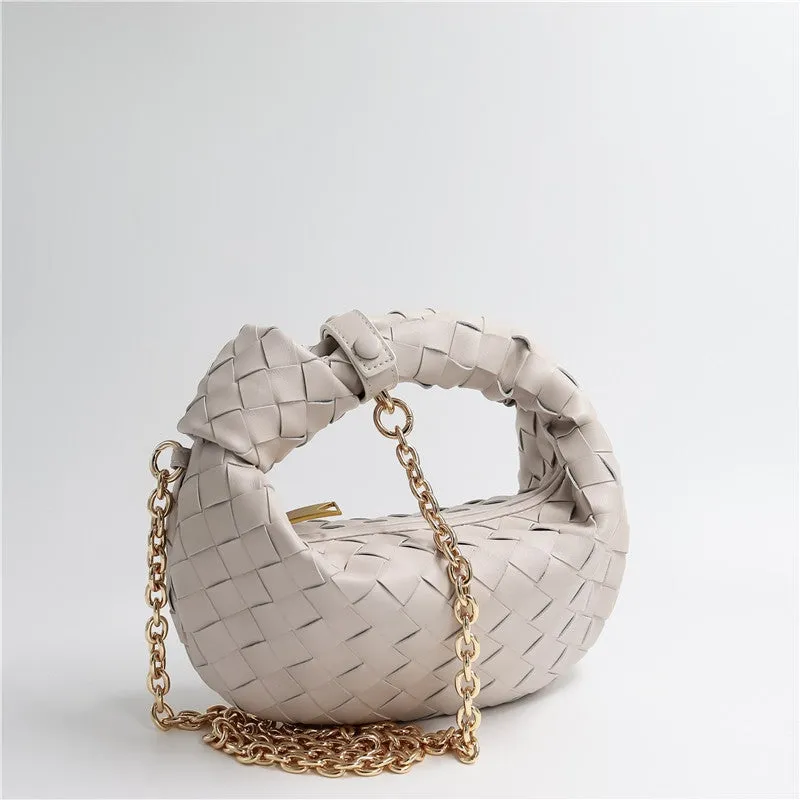 Womens Mini Woven Leather Knot Bags