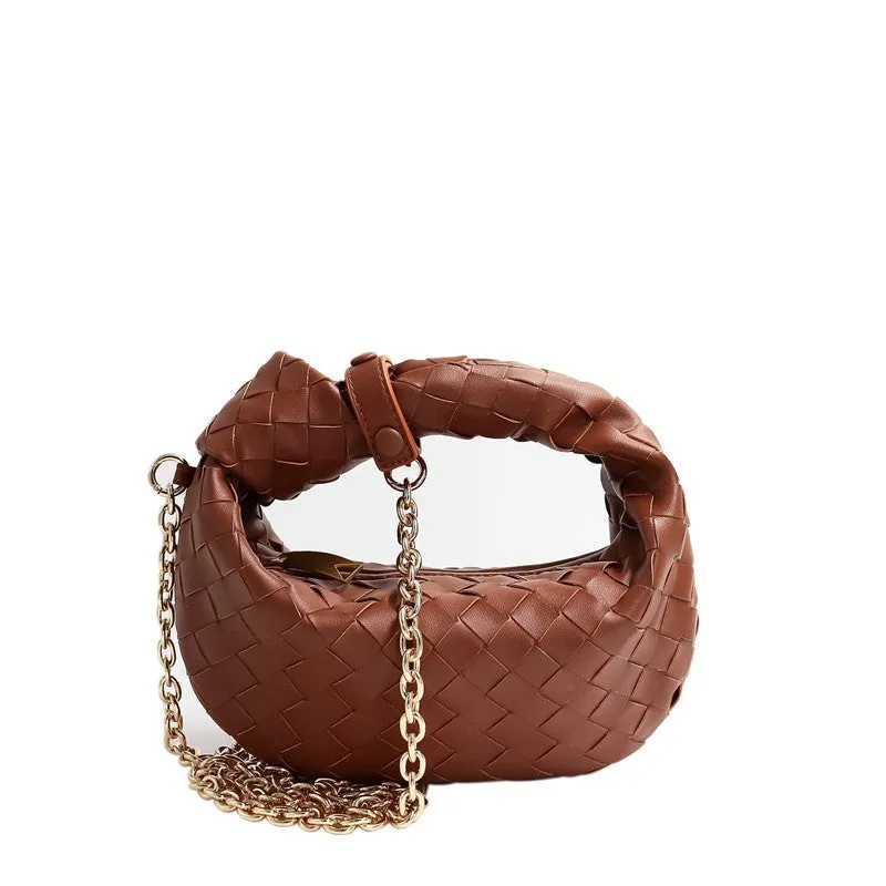 Womens Mini Woven Leather Knot Bags