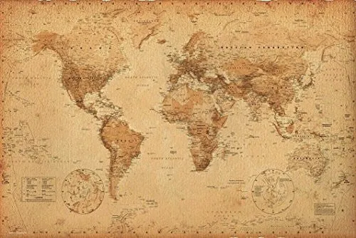 WORLD MAP (ANTIQUE) ART  24X36 POSTER