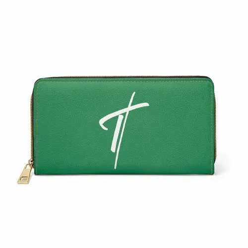 Wristlet Phone Wallet, Green and White Cross Graphic Purse