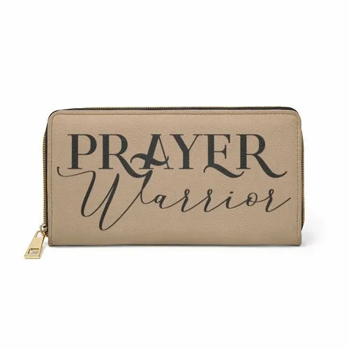 Wristlet Phone Wallet, Light Brown & Black Prayer Warrior Graphic Purse