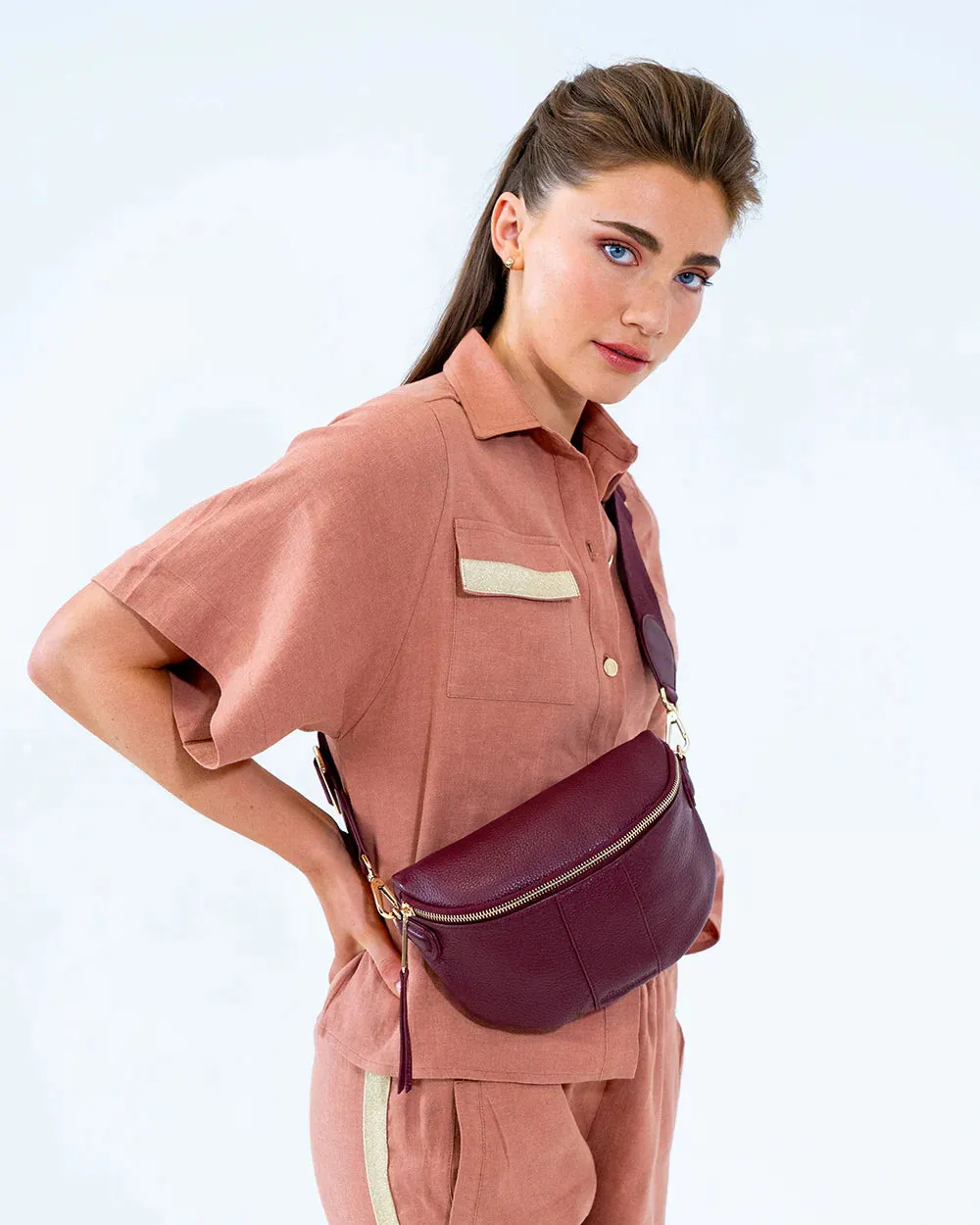 ZARA SLING BAG | Burgundy Pebble