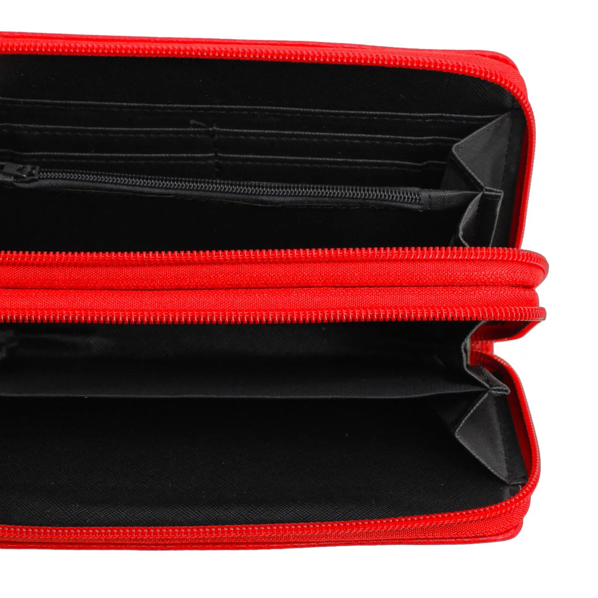 Zipper Wallet Red Soft Grain for Women